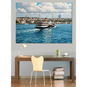 Boğazda Yolcu Gemisi Dekoratif Kanvas - Mdf Ahşap Tablo 100x140 cm