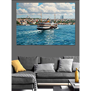 Boğazda Yolcu Gemisi Dekoratif Kanvas - Mdf Ahşap Tablo 100x140 cm