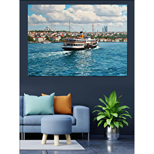 Boğazda Yolcu Gemisi Dekoratif Kanvas - Mdf Ahşap Tablo
