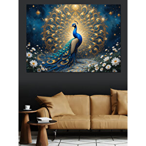 Parlak Tüy Tavuskuşu Dekoratif Kanvas - Mdf Ahşap Tablo