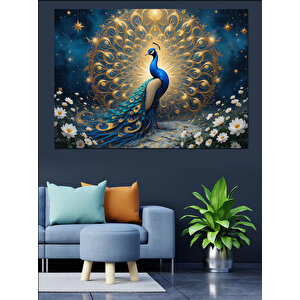 Parlak Tüy Tavuskuşu Dekoratif Kanvas - Mdf Ahşap Tablo