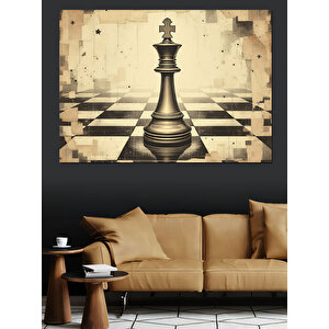 Satranç Şah Figürü Dekoratif Kanvas - Mdf Ahşap Tablo 100x140 cm