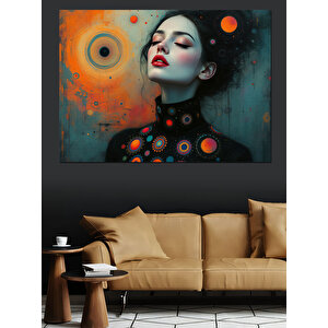 Güneş Sistemli Kadın Dekoratif Kanvas - Mdf Ahşap Tablo 35x50 cm