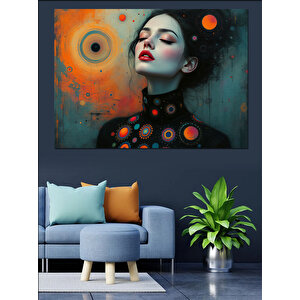 Güneş Sistemli Kadın Dekoratif Kanvas - Mdf Ahşap Tablo 35x50 cm