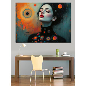 Güneş Sistemli Kadın Dekoratif Kanvas - Mdf Ahşap Tablo