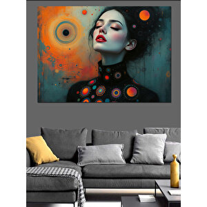 Güneş Sistemli Kadın Dekoratif Kanvas - Mdf Ahşap Tablo