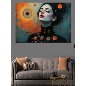 Güneş Sistemli Kadın Dekoratif Kanvas - Mdf Ahşap Tablo 50x70 cm