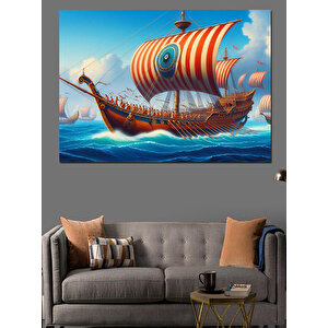 Viking Yelkenli Gemisi Dekoratif Kanvas - Mdf Ahşap Tablo 35x50 cm