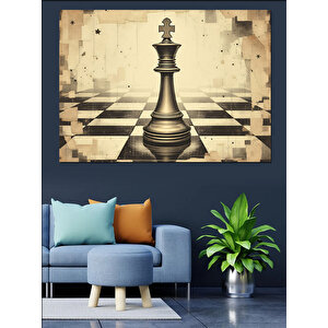 Satranç Şah Figürü Dekoratif Kanvas - Mdf Ahşap Tablo 25x35 cm