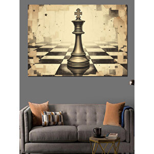 Satranç Şah Figürü Dekoratif Kanvas - Mdf Ahşap Tablo