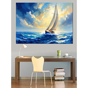 Yelken Açan Gemi Dekoratif Kanvas - Mdf Ahşap Tablo 35x50 cm