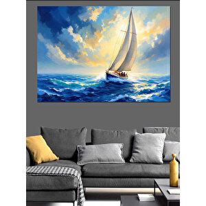 Yelken Açan Gemi Dekoratif Kanvas - Mdf Ahşap Tablo 35x50 cm