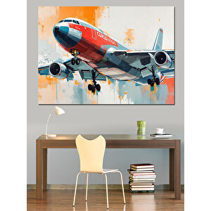 Pistte İniş Yapan Uçak Dekoratif Kanvas - Mdf Ahşap Tablo 35x50 cm