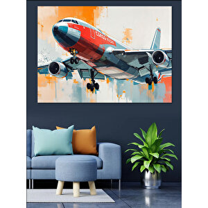 Pistte İniş Yapan Uçak Dekoratif Kanvas - Mdf Ahşap Tablo