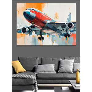 Pistte İniş Yapan Uçak Dekoratif Kanvas - Mdf Ahşap Tablo 70x100 cm