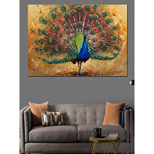 Kuyruk Açan Tavuskuşu Dekoratif Kanvas - Mdf Ahşap Tablo 50x70 cm
