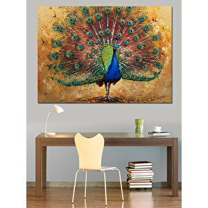 Kuyruk Açan Tavuskuşu Dekoratif Kanvas - Mdf Ahşap Tablo 50x70 cm