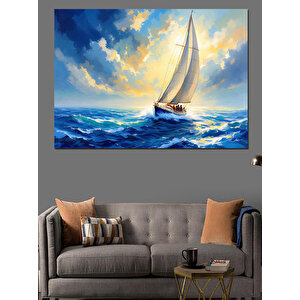 Yelken Açan Gemi Dekoratif Kanvas - Mdf Ahşap Tablo 100x140 cm