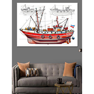Kırmızı Yelkenli Eski Gemi Dekoratif Kanvas - Mdf Ahşap Tablo 25x35 cm