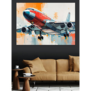 Pistte İniş Yapan Uçak Dekoratif Kanvas - Mdf Ahşap Tablo