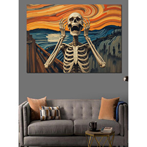 Çığlık Atan İskelet Güneş Dekoratif Kanvas - Mdf Ahşap Tablo 25x35 cm