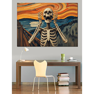 Çığlık Atan İskelet Güneş Dekoratif Kanvas - Mdf Ahşap Tablo 100x140 cm