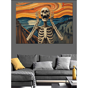 Çığlık Atan İskelet Güneş Dekoratif Kanvas - Mdf Ahşap Tablo 100x140 cm