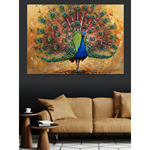 Kuyruk Açan Tavuskuşu Dekoratif Kanvas - Mdf Ahşap Tablo