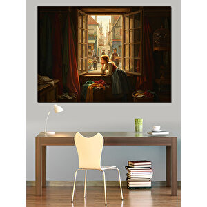 Pencerede Sabah Güneşiyle Yalnızlık Dekoratif Kanvas - Mdf Ahşap Tablo 50x70 cm