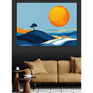 Minimalist Güneş Manzarası Dekoratif Kanvas - Mdf Ahşap Tablo 35x50 cm