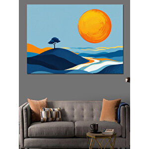 Minimalist Güneş Manzarası Dekoratif Kanvas - Mdf Ahşap Tablo