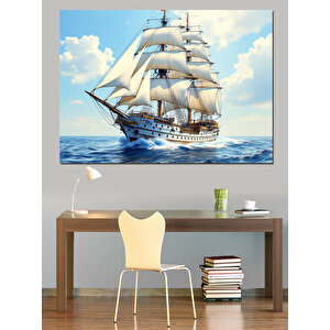 Yelkenli Gemide Yolculuk Dekoratif Kanvas - Mdf Ahşap Tablo 50x70 cm
