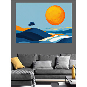 Minimalist Güneş Manzarası Dekoratif Kanvas - Mdf Ahşap Tablo 70x100 cm