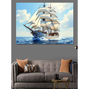 Yelkenli Gemide Yolculuk Dekoratif Kanvas - Mdf Ahşap Tablo 70x100 cm