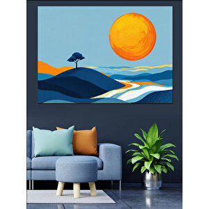 Minimalist Güneş Manzarası Dekoratif Kanvas - Mdf Ahşap Tablo 50x70 cm