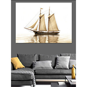 Beyaz Yelkenli Gemi Dekoratif Kanvas - Mdf Ahşap Tablo 50x70 cm