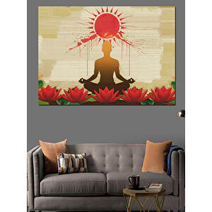 Meditasyon Ve Güneş Dekoratif Kanvas - Mdf Ahşap Tablo