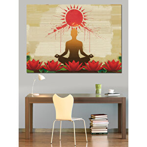 Meditasyon Ve Güneş Dekoratif Kanvas - Mdf Ahşap Tablo