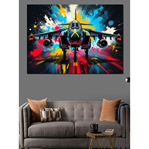 Havalimanında Uçak Dekoratif Kanvas - Mdf Ahşap Tablo 100x140 cm