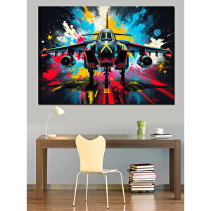 Havalimanında Uçak Dekoratif Kanvas - Mdf Ahşap Tablo 100x140 cm