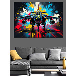 Havalimanında Uçak Dekoratif Kanvas - Mdf Ahşap Tablo 100x140 cm