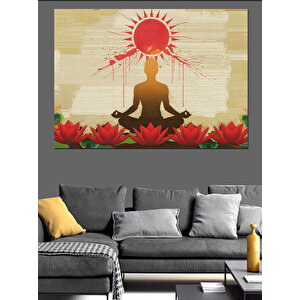 Meditasyon Ve Güneş Dekoratif Kanvas - Mdf Ahşap Tablo 70x100 cm