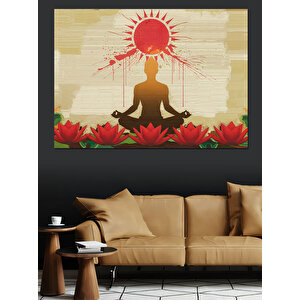 Meditasyon Ve Güneş Dekoratif Kanvas - Mdf Ahşap Tablo 70x100 cm
