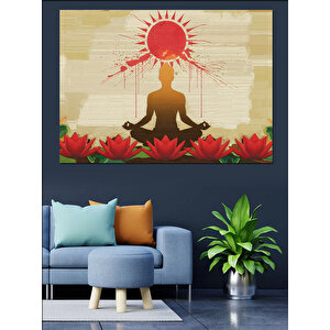 Meditasyon Ve Güneş Dekoratif Kanvas - Mdf Ahşap Tablo 70x100 cm