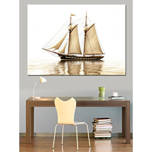 Beyaz Yelkenli Gemi Dekoratif Kanvas - Mdf Ahşap Tablo 35x50 cm