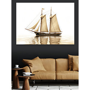 Beyaz Yelkenli Gemi Dekoratif Kanvas - Mdf Ahşap Tablo 35x50 cm