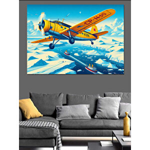 Retro Uçak Macerası Dekoratif Kanvas - Mdf Ahşap Tablo 50x70 cm