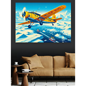 Retro Uçak Macerası Dekoratif Kanvas - Mdf Ahşap Tablo 50x70 cm