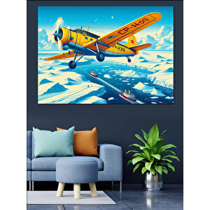 Retro Uçak Macerası Dekoratif Kanvas - Mdf Ahşap Tablo 50x70 cm