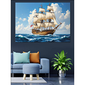 Rüzgarlı Yelkenli Gemi Dekoratif Kanvas - Mdf Ahşap Tablo 35x50 cm